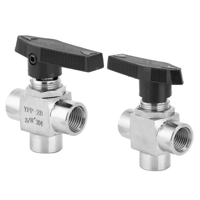 Vanne à Bille 3 Voies Haute Pression 500 Bar - G3/8" Manuelle, Pour Eau, Huile, Gaz - 8