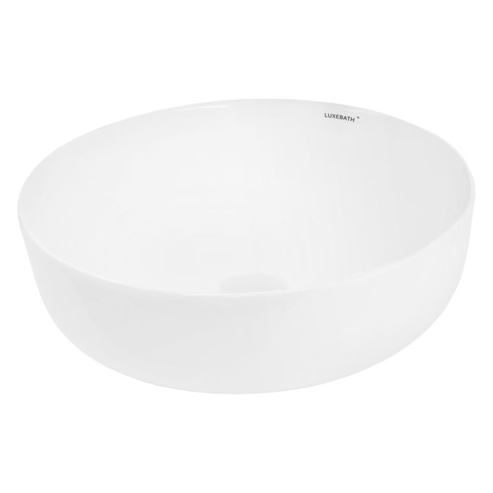 ECD Germany Vasque à Poser Salle De Bain - 400 X 400 Mm X 135 Mm - En Céramique - Rond - Blanc