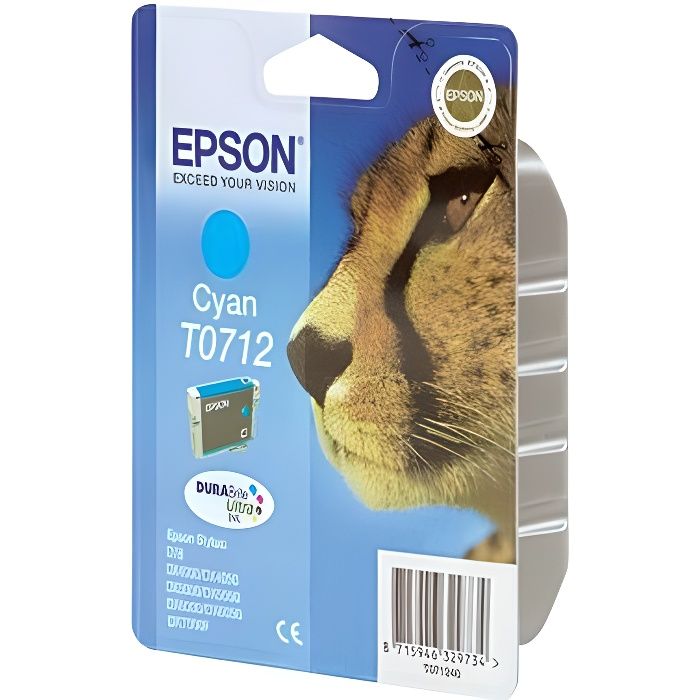 EPSON Cartouche dencre T0712 Cyan – Guépard  (C13T07124012)