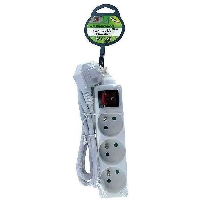 Bloc 3x10/16A + T + inter blanc