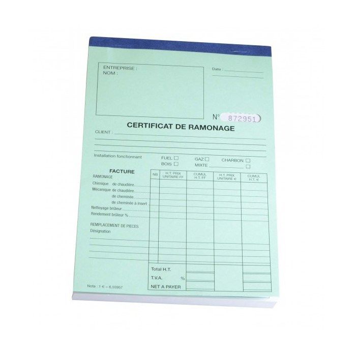 Accessoire de chaufferie - Carnet de RAMONAGE - Cdiscount Bricolage
