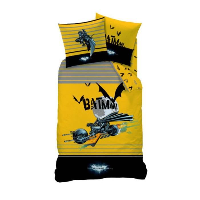 Literie Enfant Batman Parure De Lit Batman - Housse De Couette 140x200 Cm + Taie D'Oreiller Ensemble Lit Licence Officielle