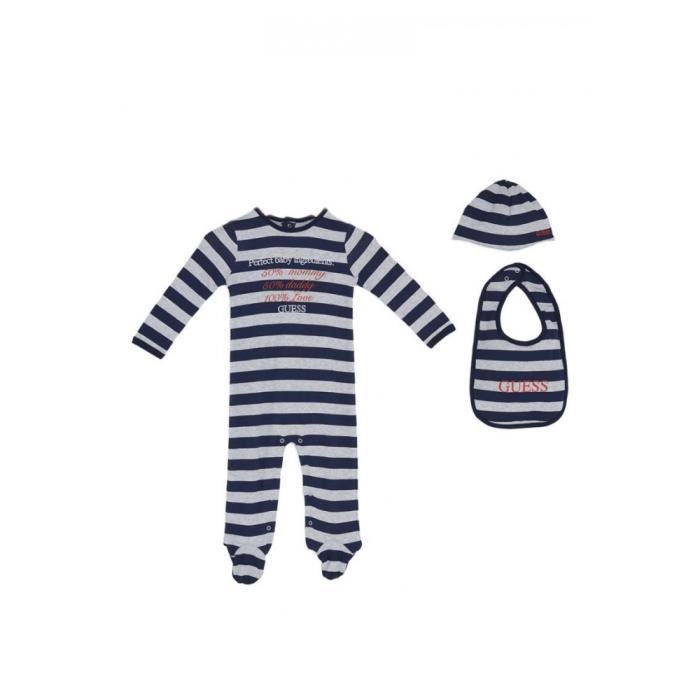 Guess Pyjama bavoir bonnet Bebe Garcon Gris Bleu Taille 6 9 mois Cdiscount Puericulture Eveil bebe