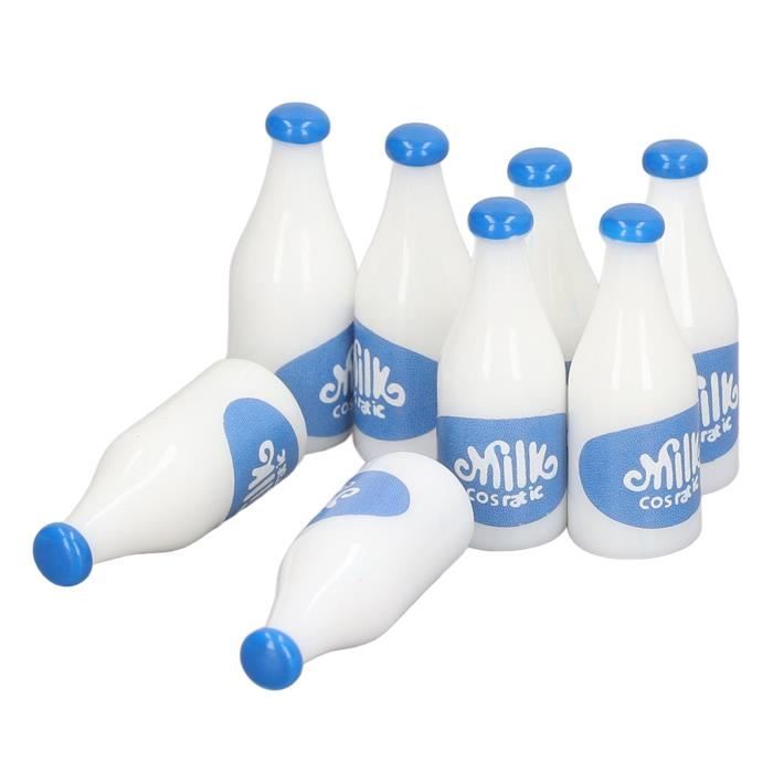 Hililand Bouteille de lait de maison de poupée Lot de 8 bouteilles de lait  de maison de poupée en plastique avec détails vifs