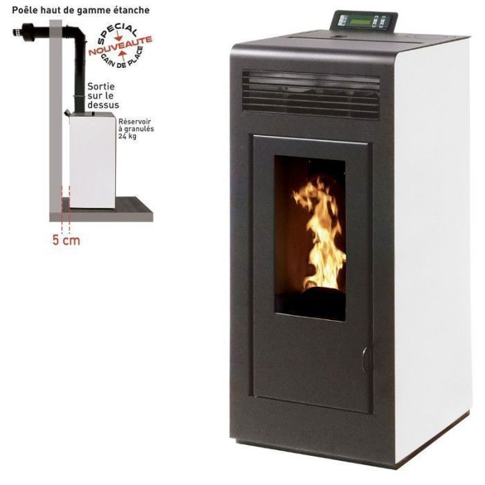 Po&ecirc;le &agrave; granules MARINA 13KW Etanche sortie dessus + Conduit Ventouse - Blanc