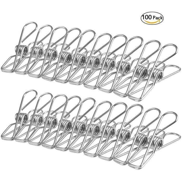 20 Pinces à Linge INOX Incassables | Anti-Rouille, Forte Adhérence | Séchage Et Rangement