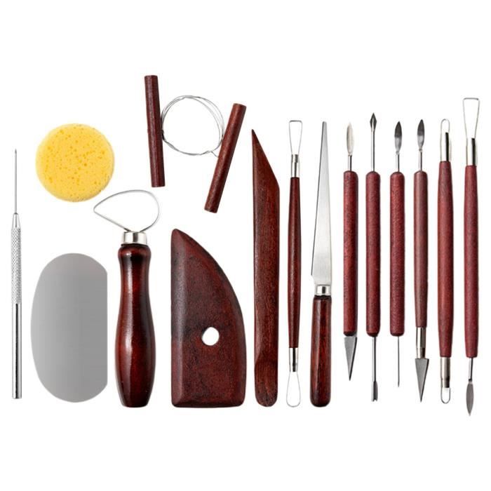 Kit 14 Outils Sculpture Argile - Céramique, Poterie, Modelage - Artisanat DIY