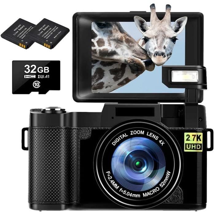 étudiants et Adultes Appareil Photo Numérique de 21 Mégapixels Appareil Photo Compact avec Zoom Numérique 8X Appareil Photo Vlogging LCD 2,4 Pouces avec Deux Piles pour Enfants 