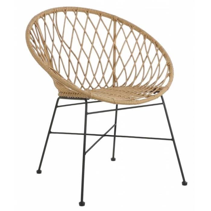 Fauteuil Rond De Jardin Exterieur Interieur Siege De Salon Facon Chaise En Rotin En Acier Noir Et Rotin Synthetique 60x71x81cm 81 Achat Vente Ensemble Table Et Chaise De Jardin Fauteuil