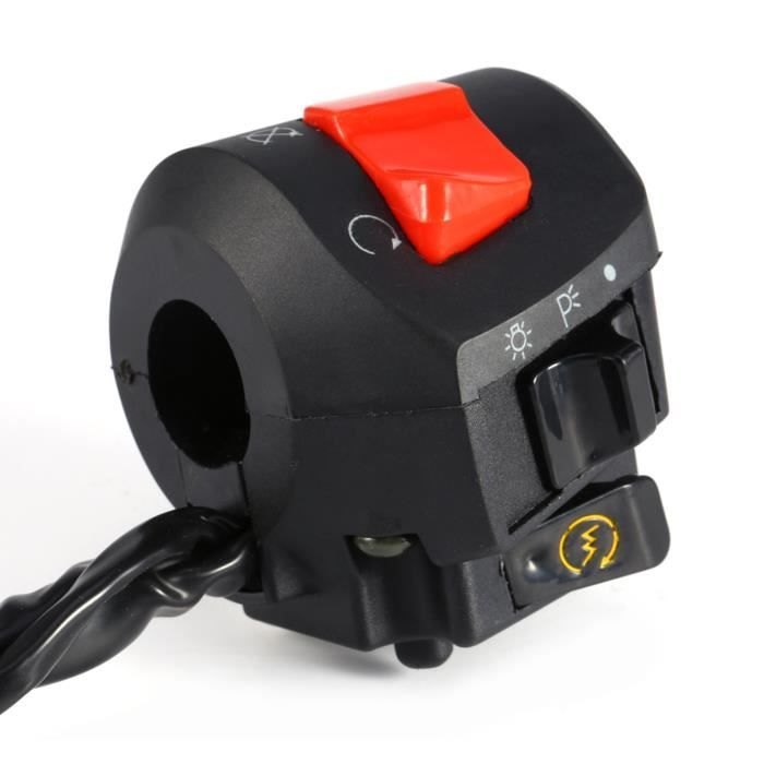 Interrupteur De Guidon Moto 22mm - Commande Klaxon, Feux, Marche/arrêt, 12V DC, Alliage Aluminium Noir