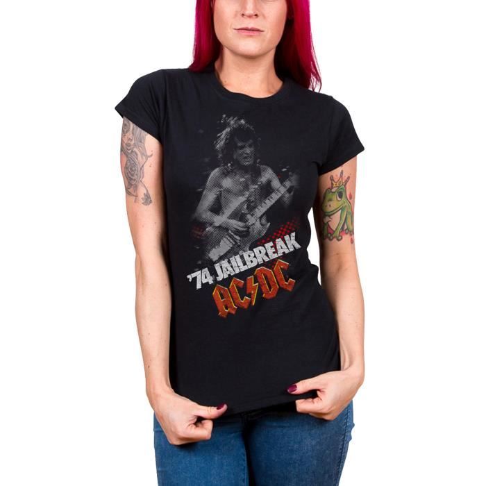 Ac Dc T Shirt Jailbreak 74 Band Logo Nouveau Officiel Femme Noir Achat Vente T Shirt Cdiscount
