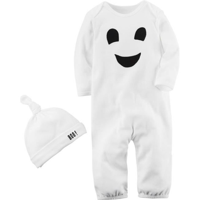 0 24 Mois Bebe Garcon Fille Unisexe Pyjama Halloween Grenouillere Combinaison Blanc Barboteuse Nouveau Ne Avec Bonnet Blanc Achat Vente Combinaison Cdiscount