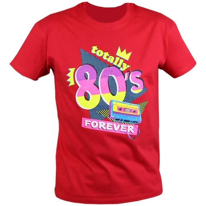 T-shirt homme manches courtes - 24306 - Totally 80's années 1980 disco - rouge