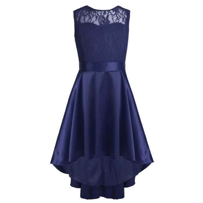 Robe De Ceremonie Dentelle Fille Fleur Princesse De 4 A 14ans Enfants Dos V Col Fete Anniversaire Mariage Bleu Achat Vente Robe De Mariee Cdiscount