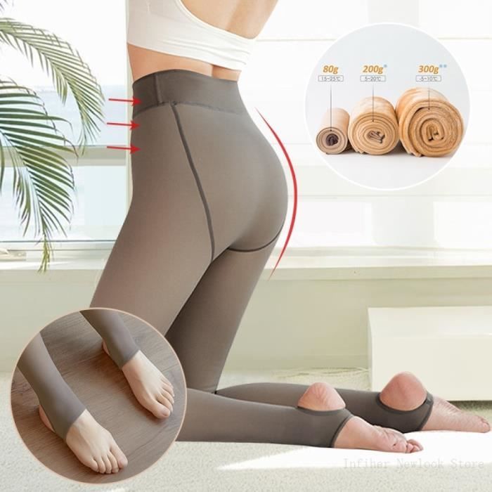 Leggings chauds en nylon pour femmes collants translucides minces