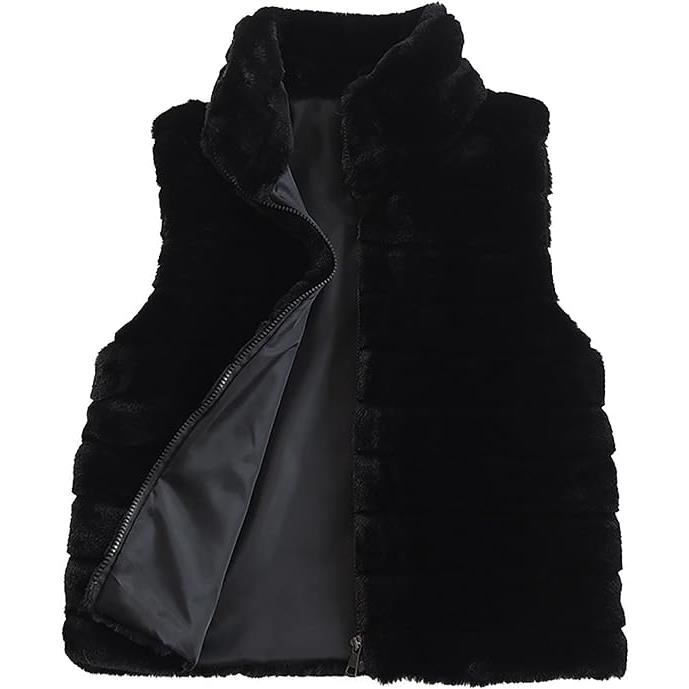 Gilet Femme Court Fausse Hiver Fourrure Manteau Col Debout Sans Manches Cardigan Imitation Fourrure Hiver Pas Cher Grande Noir Noir Cdiscount Pret a Porter