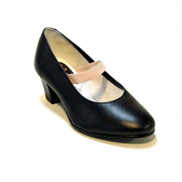 Chaussures de danse Flamenca - Femme - Noir - Taille 26 - Cuir synthétique - Semelle en caoutchouc - Talon moyen