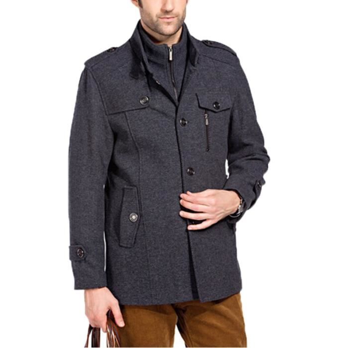 Manteau homme de Marque col standup Manteau en laine mélangée