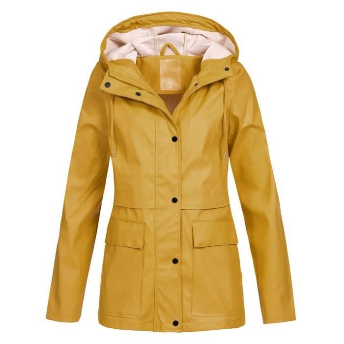 Pluie solide femme Veste à capuche 