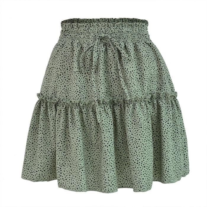Femme Ete Jupe Courte en Mousseline Taille Haute Jupe Pliss e