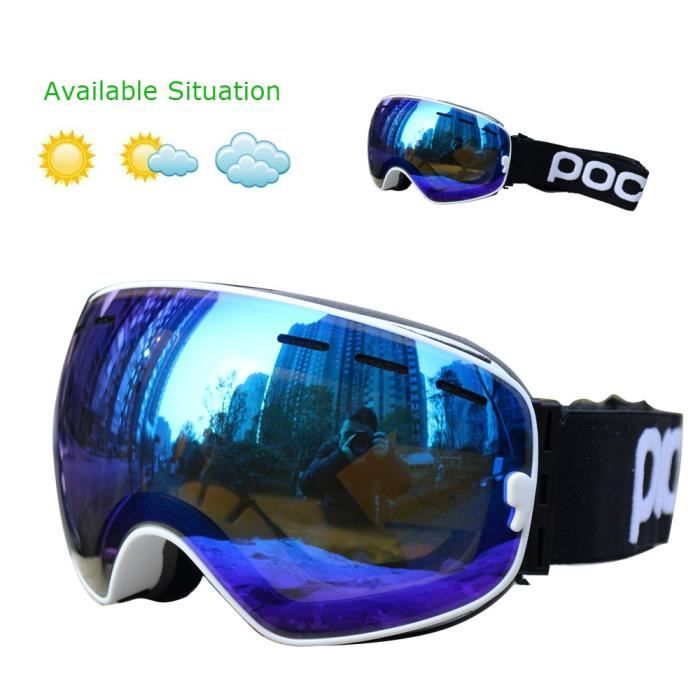 Lunettes de ski antibuée à double couche pour homme et femme
