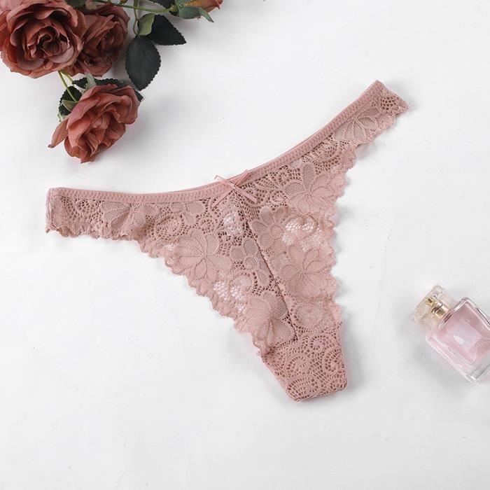 Culotte-slip,String en dentelle pour femme,culotte taille basse,sous ...