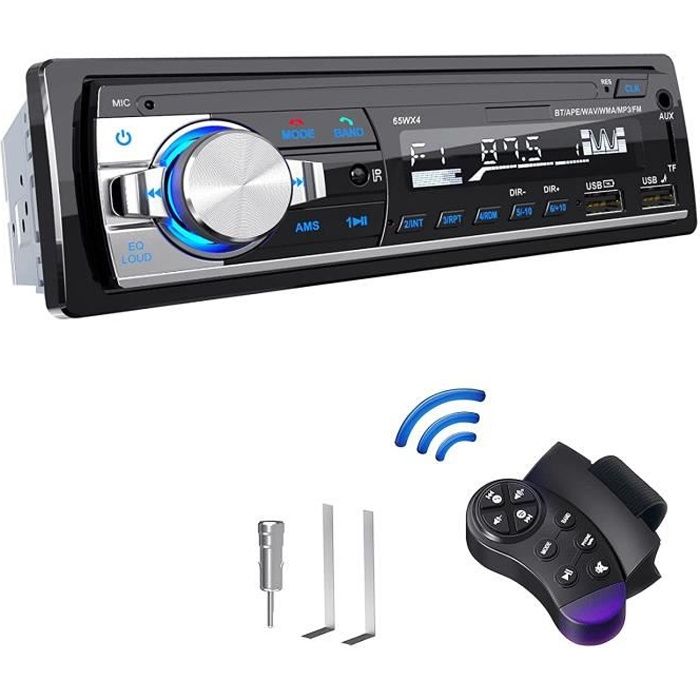 RDS Autoradio Bluetooth Main Libre, CENXINY 4 x 65W Poste Radio Voiture  Bluetooth 5.0 LCD avec Horloge, Supporte USB/AUX in FM/AM/MP