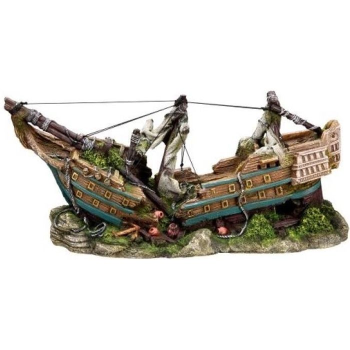 Bateau décoration pour aquarium : 26 cm de long. Pour eau douce