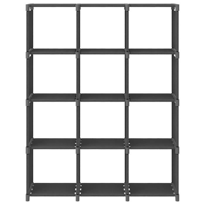 omabeta bibliothèques - étagère d'affichage 12 cubes gris 103x30x141 cm tissu - meubles haut de gamme - m04134
