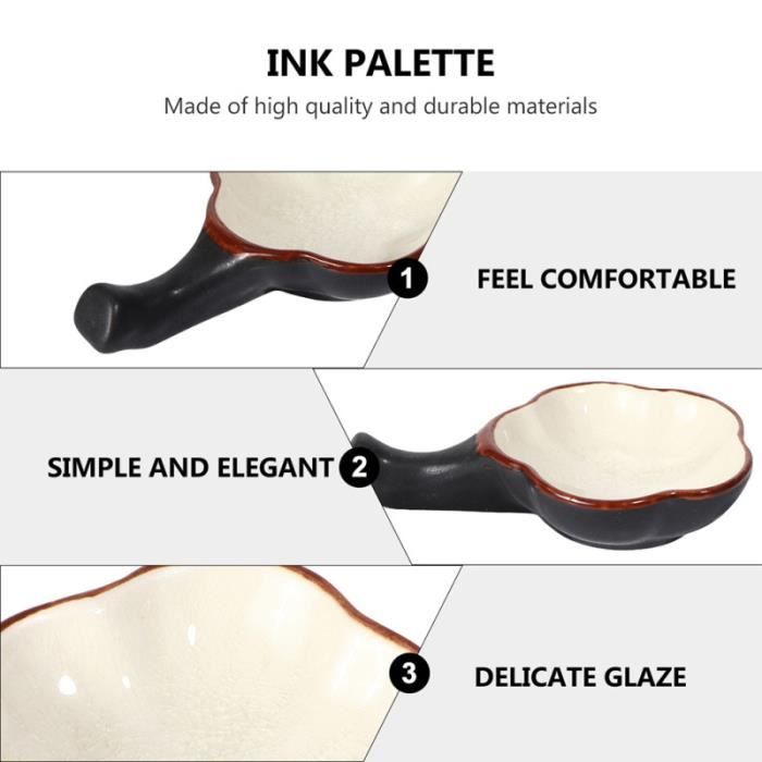 Lot De 2 Soucoupes Pour Stylo En Céramique Décorative - Forme Fleur, Plateau à Encre De Bureau