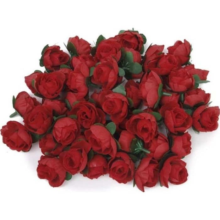 takestop Rose Artificiel Rouge H 60 cm Rose Branche Fleurs artificielles Faux décorations Composition Floral Mariage Fête Saint-Valentin 