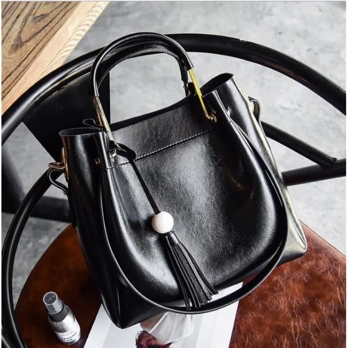 Sac à Épaule Carré en Cuir Véritable