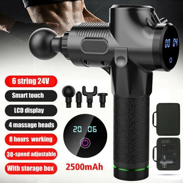 Pistolet De Massage Professionnel Masseur Muscle Profond Relaxant Reglage De 30 Vitesse Ecran Lcd Noir Achat Vente Appareil De Massage Cdiscount