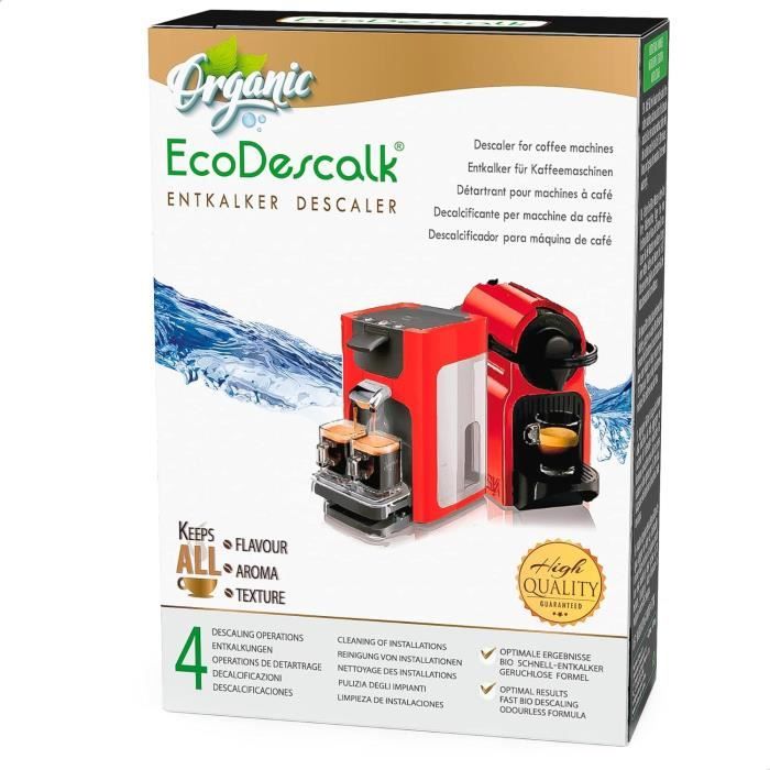 Détartrant Biologique EcoDescalk - 100% Naturel, 9 Détartrages, Pour Machines à Café Expresso/Filtre/Capsules