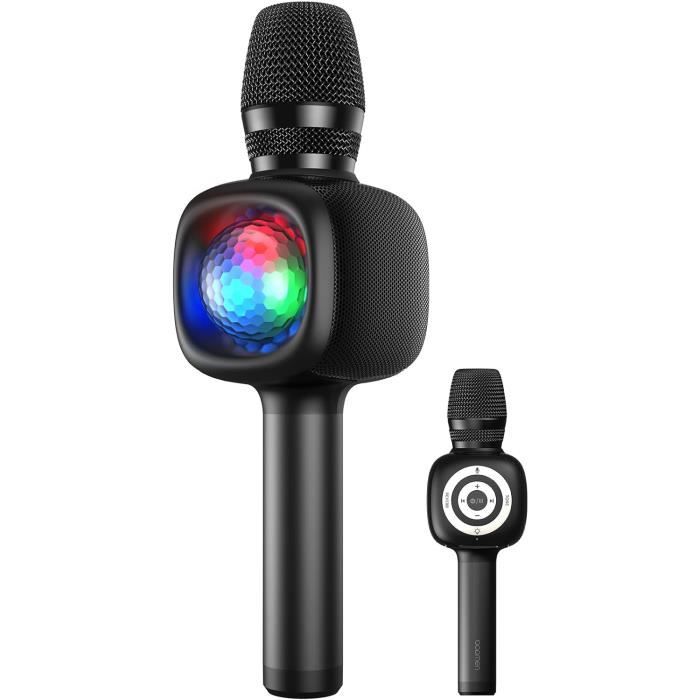 Microphone Karaoké Sans Fil, Microphone Karaoké Pour Enfants Avec Lumière LED Dansante, Microphone Bluetooth Pour Enfants, Or - Jeux - Jouets