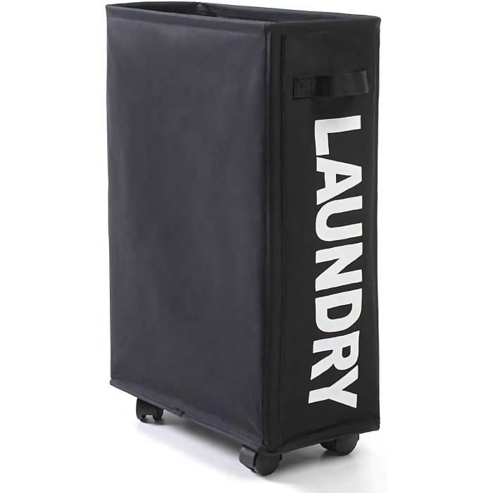 ALINK 86L Grand Panier à Linge Pliable Avec Des Roues, Corbeilles à Linge Pliable Roulant