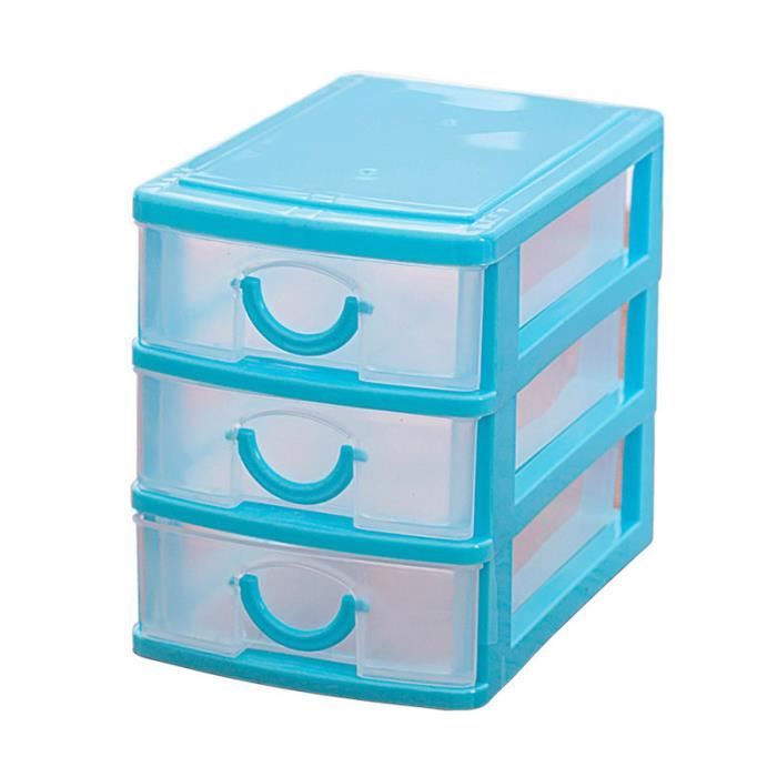 Mini boîte de rangement en plastique 3 tiroirs transparent