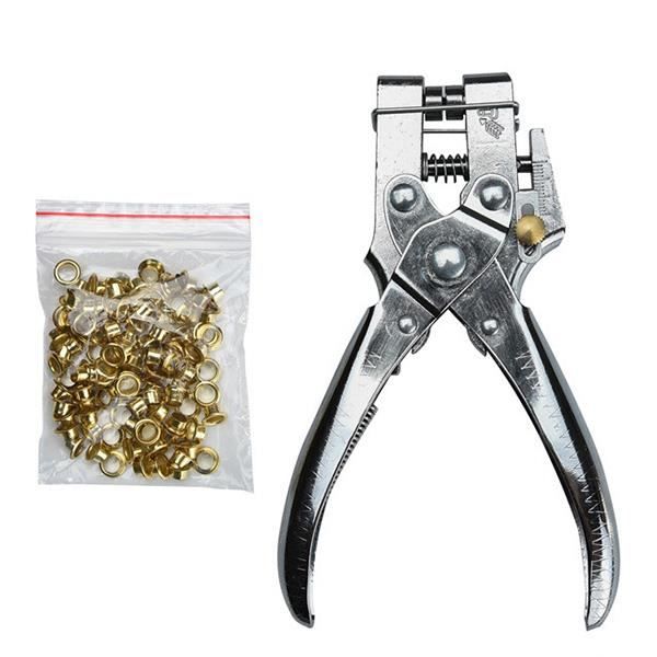 Pince à oeillets Pince à perforer Longueur 10cm - 500 oeillets inclus SET