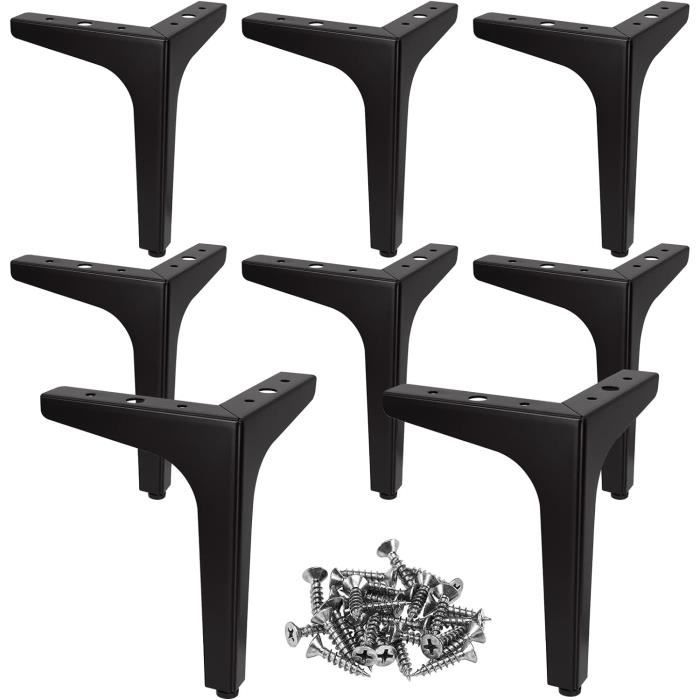 Pieds De Lit Réglables MIVIDE 2 Pièces - Hauteur 18-33 Cm | Métal Noir | Universel Sans Perçage