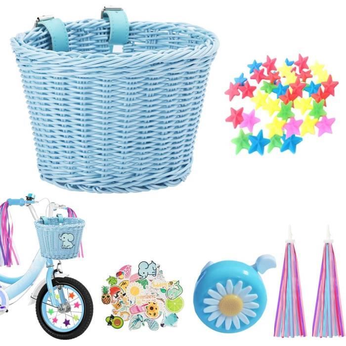 Flueyer Panier De Vélo Pour Enfants Avec Ceinture - Panier De Rangement Léger En Rotin Pour Garçons Et Filles, Blanc