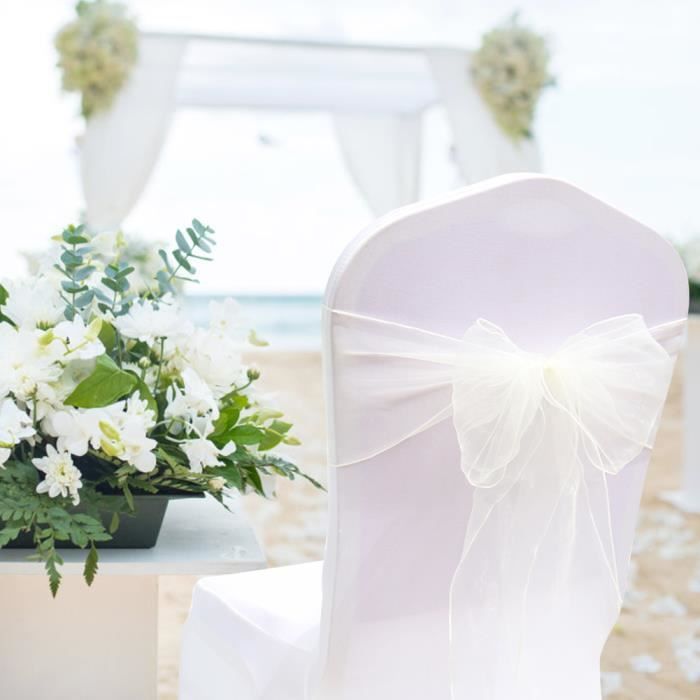 Nœuds Organza Pour Chaises De Mariage - Lot De 20 - Décoration Blanc