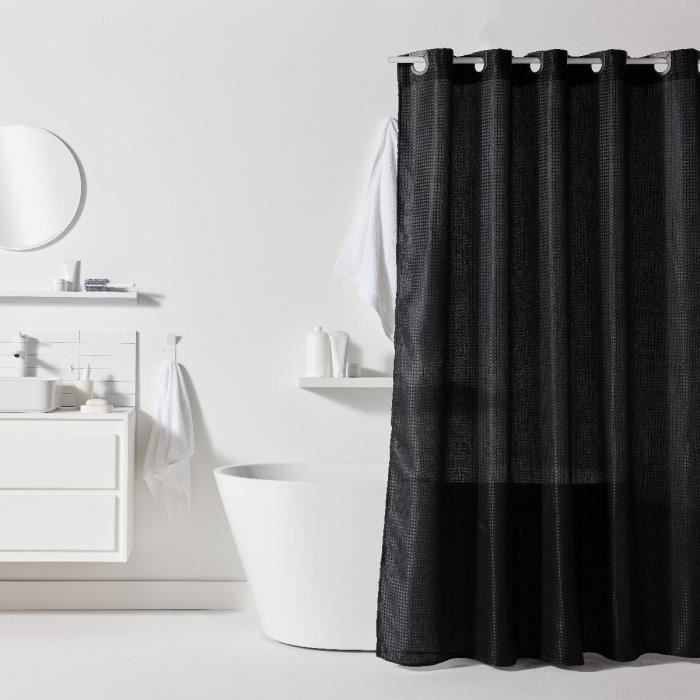 Rideau de douche gauffré Polyester 180 x 200 cm 12 crochets UTILITY TODAY
