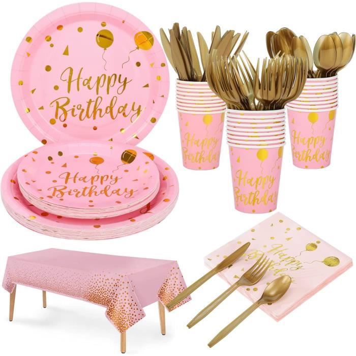 Vexillic Vaisselle Jetable Anniversaire Argent Scintillant – 121 Pièces Service Complet Pour 24 Personnes, Assiettes, Gobelets, Serviettes, Pailles Et Nappe Élégante