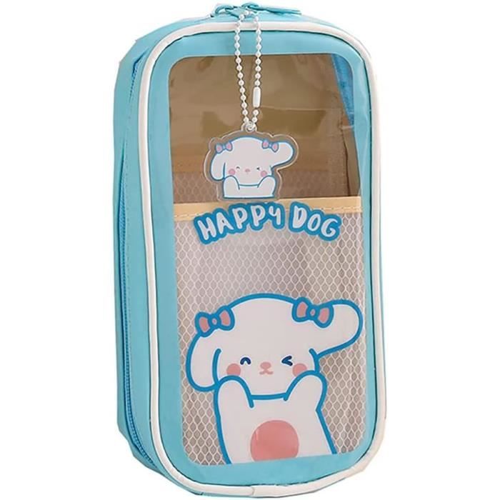 SITAKEGS Lot de 2 grandes trousses à crayons Kawaii - Grande capacité - 3 compartiments - Avec double fermeture éclair - Organiseur de bureau - Pour filles, garçons, école, Rose/bleu, Trousse à