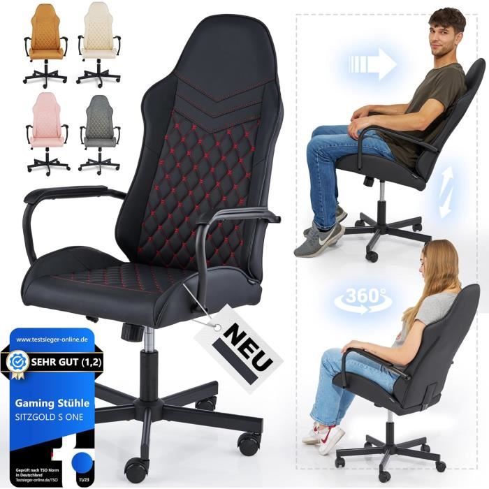 Chaise Gaming Enfant Sans Bras - Hauteur Réglable Pneumatique, Dossier En Mesh Respirant, Roues Caoutchouc - Taille M, Noir - 4