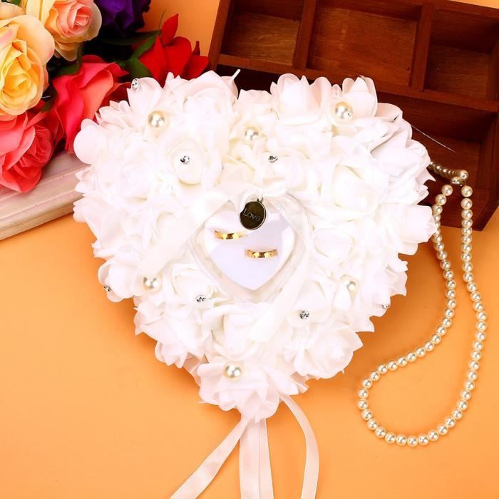 Coussin Porte-Alliances Cœur Strass - Déco Mariage Romantique