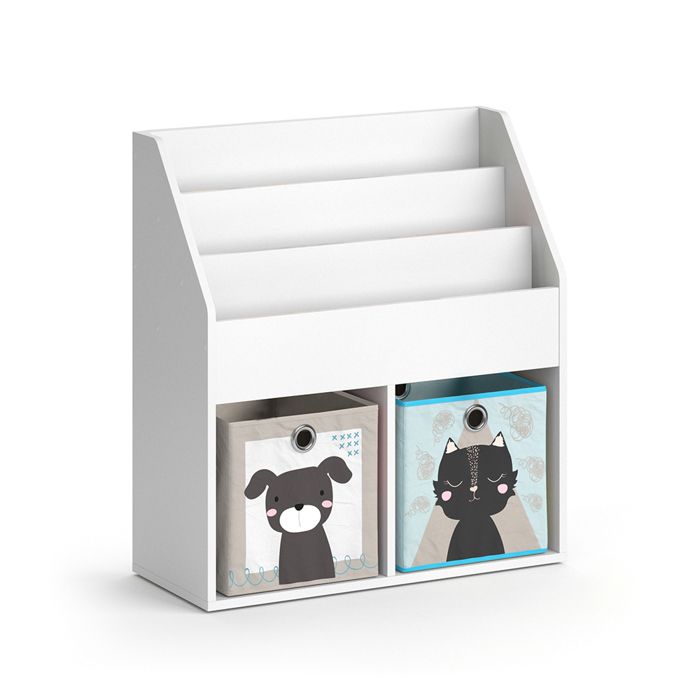 Vicco Luigi Kinderboekenkast - 72 x 79 cm met 2 vouwdozen opt.5 Wit