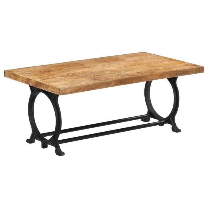 Vidaxl Table Basse Bois Solide De Manguier Et Fonte 110x60x47 Cm