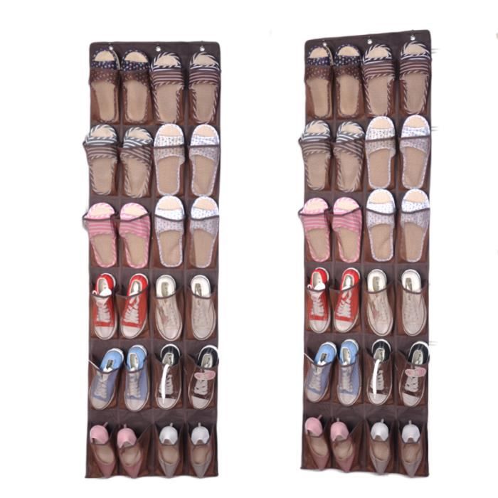Organisateur De Chaussures Suspendu 16 Poches - Pour Porte De Placard, Gain De Place - Gris - 8