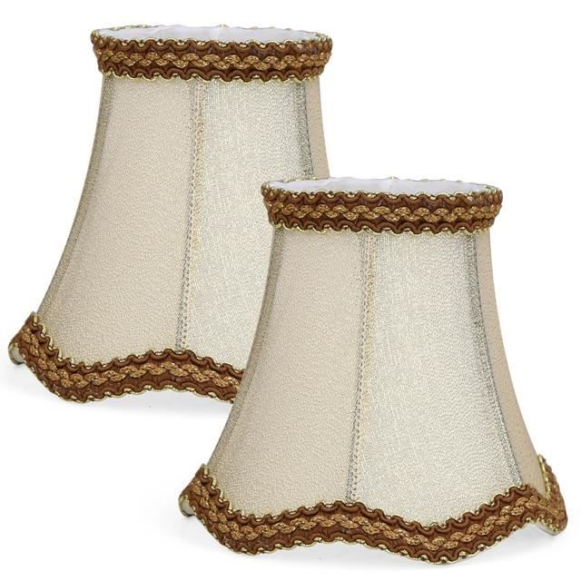 Lot De 2 Abat-jour Clip Jaune Et Or – Pour Ampoule E14 – Taille 9,2 X 14,2 X 13 Cm – Style Tambour
